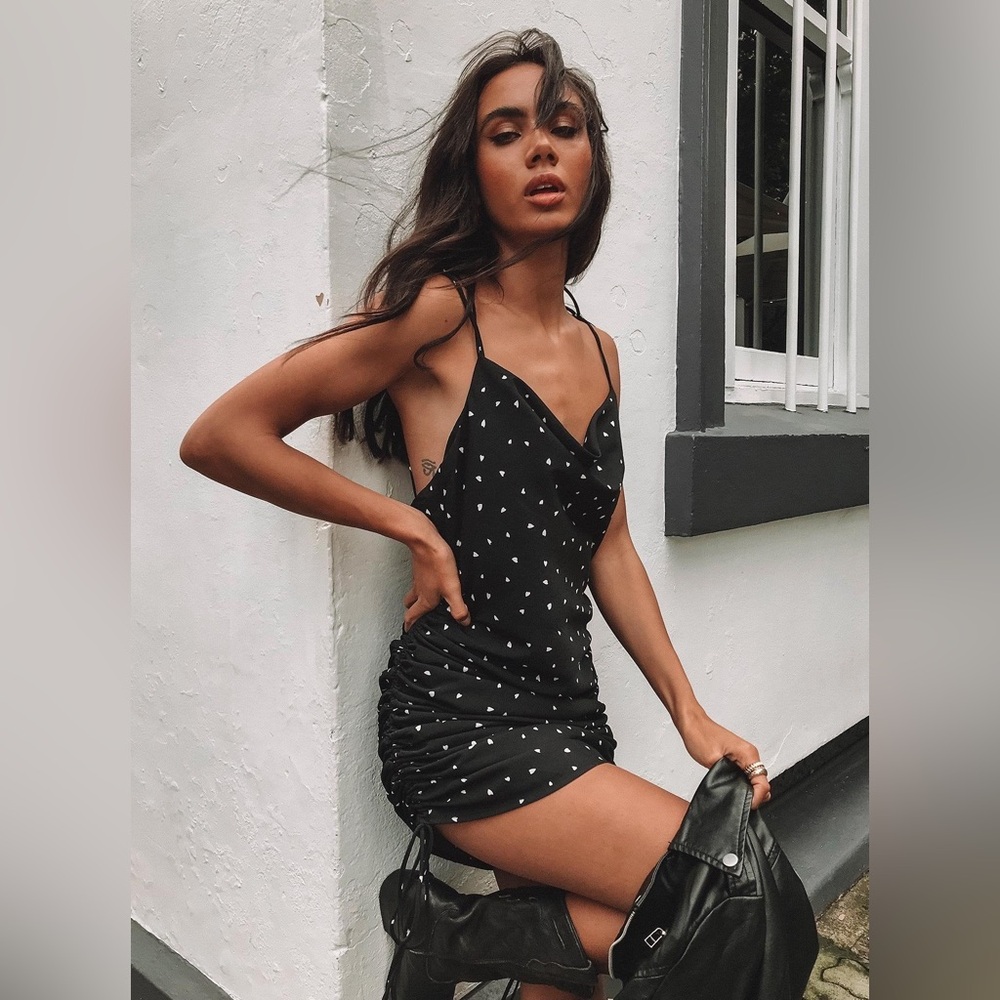 Lioness String Along Mini Dress Hearts Black